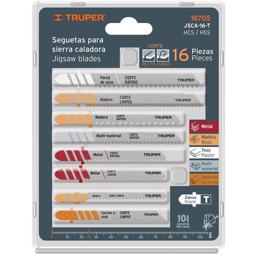 Juego de 16 seguetas para caladora zanco 