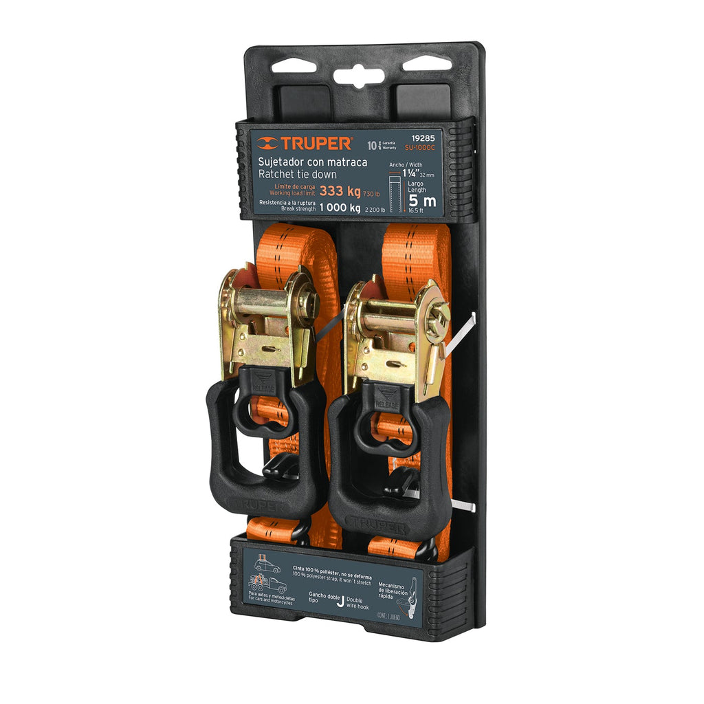 Juego de 2 sujetadores con matraca carga máxima 1000 kg
