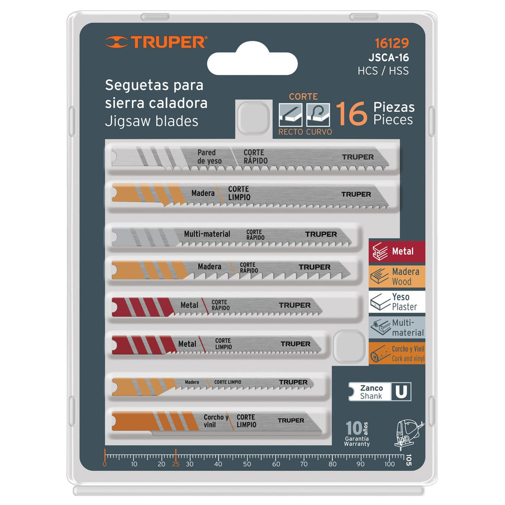 Juego de 16 seguetas para caladora zanco